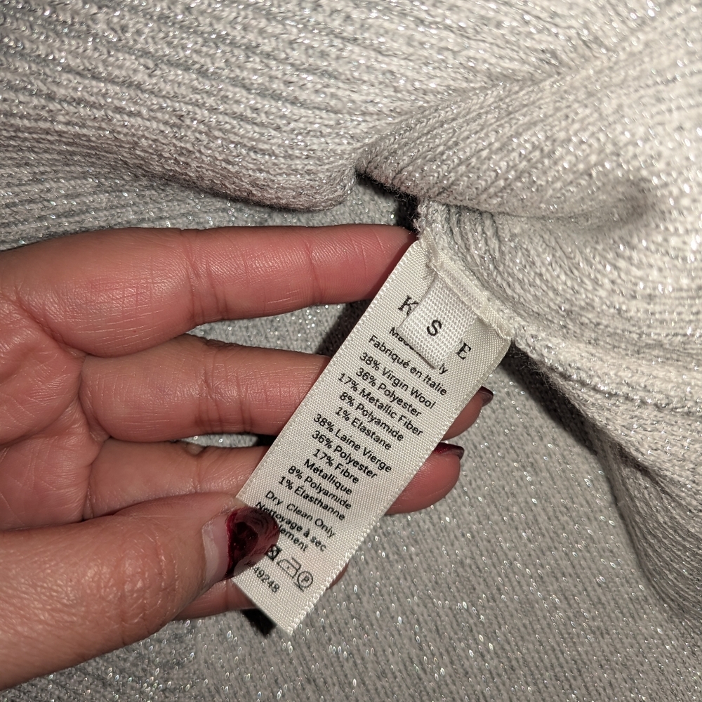 S2. NWT KHAITE SALMA OFF THE SHOULDER CUTOUT METALLIC KNIT TOP - Picture 8 of 9